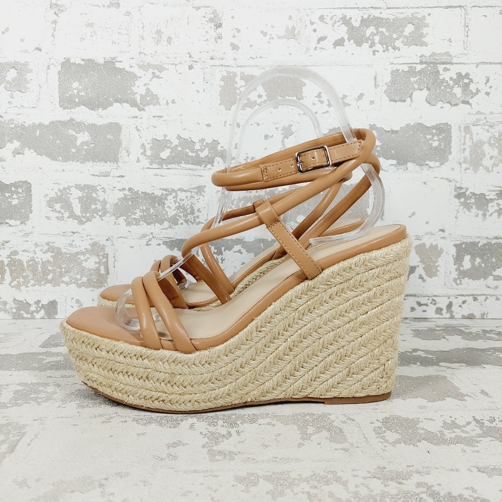 NEW BP Beige Cohan Espadrille Wedge Strappy Sandals H82
